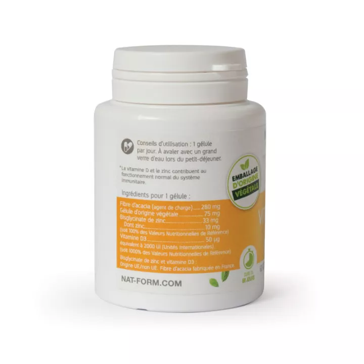 Nat & Form Vitamin D3 + Zinc 60 Vegetable Capsules