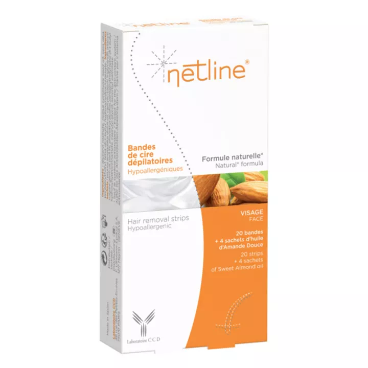Netline Cera depilatoria a freddo per il viso 20 strisce
