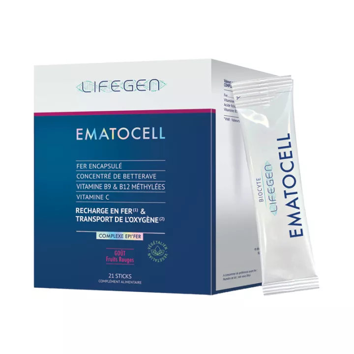 Recarga de ferro Biocyte Lifegen Ematocell 21 bastões