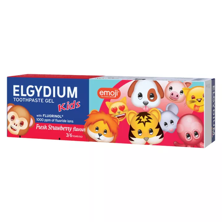 Gel dentífrico de morango fosco Elgydium Emoji 2/6 anos 50ml