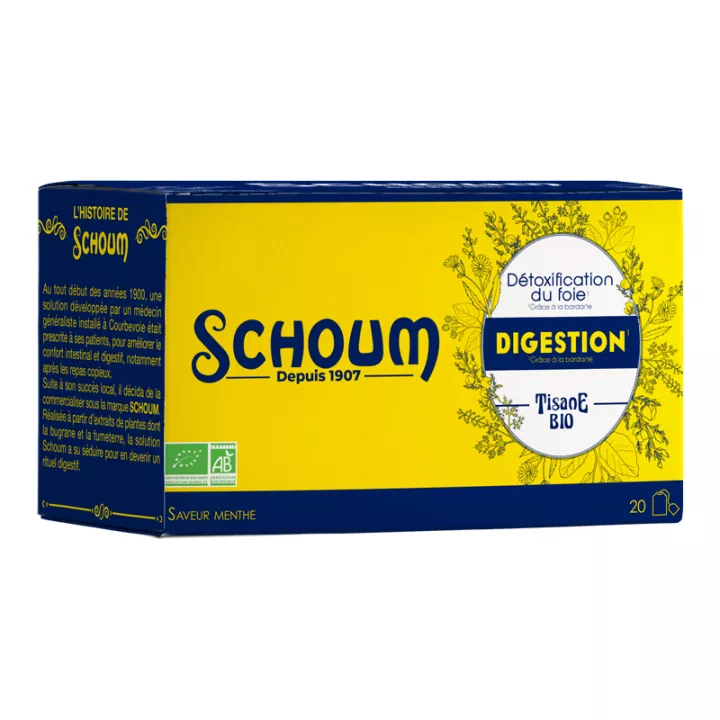 Органический травяной чай Schoum Digestion 20 пакетиков