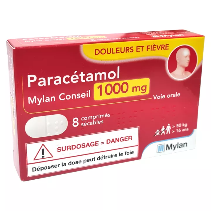 Paracetamol Mylan Conseil 1000mg 8 comprimés