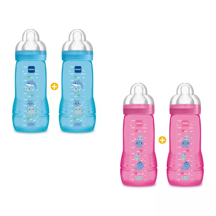 Детская бутылочка Mam Easy Active для 2-го возраста, цветная, 330 мл, набор из 2 шт.