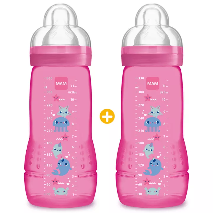 Детская бутылочка Mam Easy Active для 2-го возраста, цветная, 330 мл, набор из 2 шт.