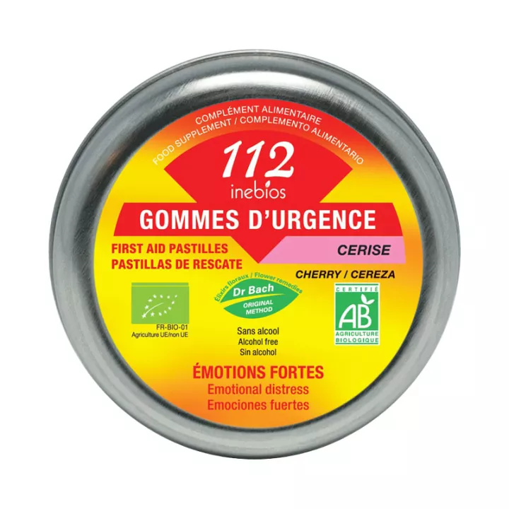 Inebios 112 Gommes d'Urgence Émotions Fortes Bio 90 g Cerise