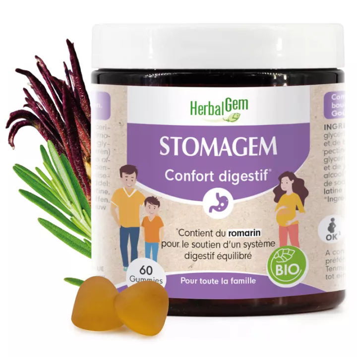 Herbalgem Stomagem Digestive Comfort 60 органических жевательных резинок