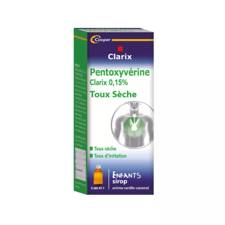 Clarix Pentoxyvérine 0,15% Toux Sèches Enfants 150 ml