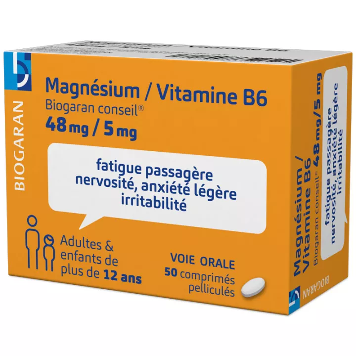 BIOGARAN VITAMINA B6 VITALIDAD DE MAGNESIO 50 COMPRIMIDO S