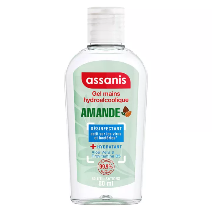 Assanis Gel Mains Hydroalcoolique Parfumé Amande 80 ml