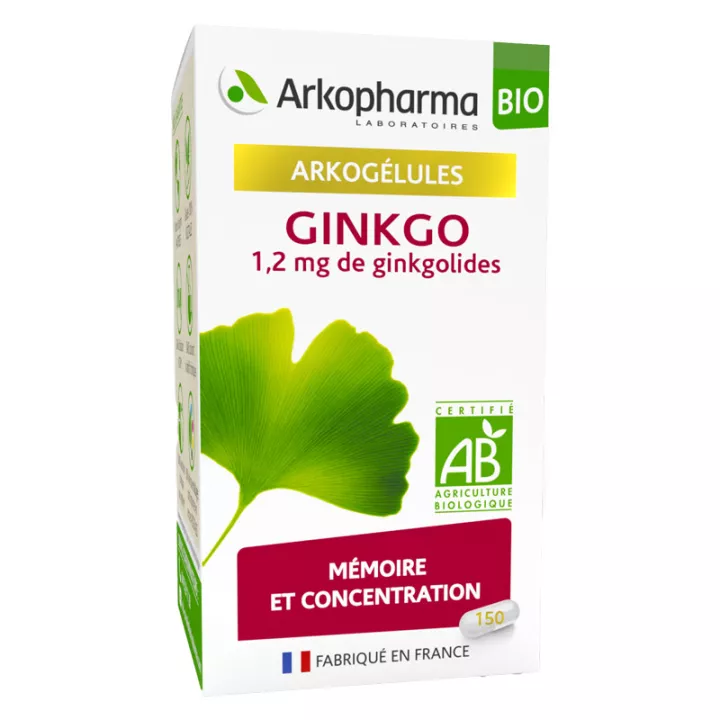 Arkogélules Ginkgo Mémoire et Concentration Bio 150 gélules