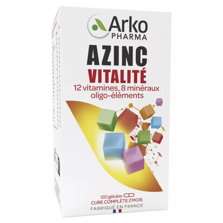 Arkopharma Azinc Vitalité 12 Vitamines 8 Minéraux 120 gélules