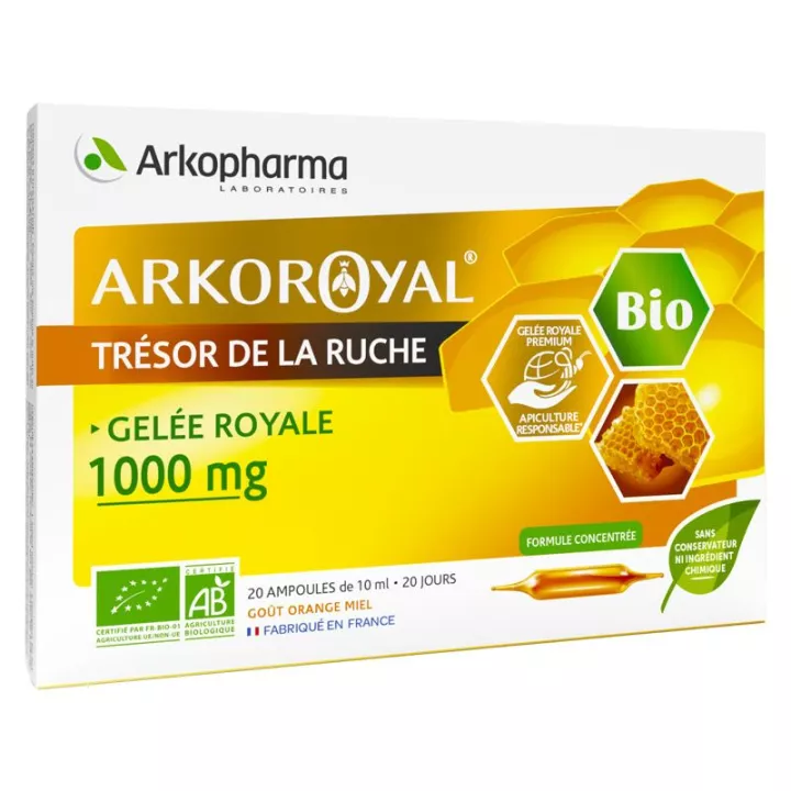 ArkoRoyal Trésor de la Ruche Gelée royale 1000 mg Bio 20 ampoules