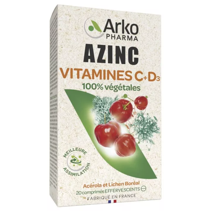 Arkopharma Azinc Vitamine Vegetali C + D3 20 Compresse Effervescenti