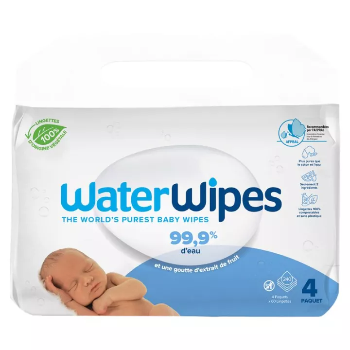 Lingettes Nettoyantes Bébé à l'eau 3 en 1, Soins Toilette et