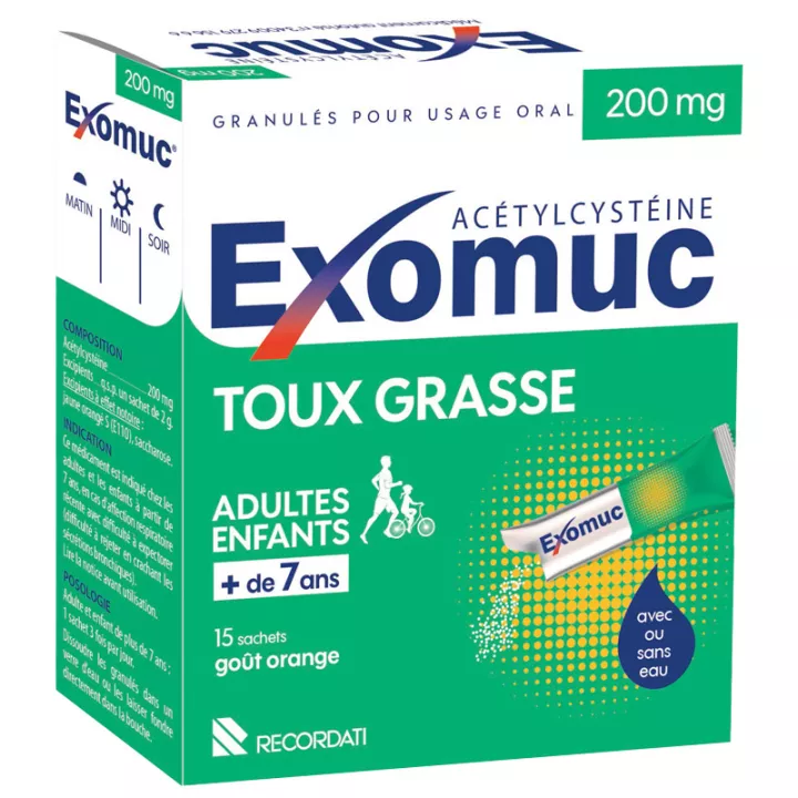 Exomuc 200 мг ацетил-цистеин 15 палочек