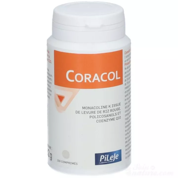 Pileje Coracol LEVADURA DE ARROZ 150 comprimidos de color rojo