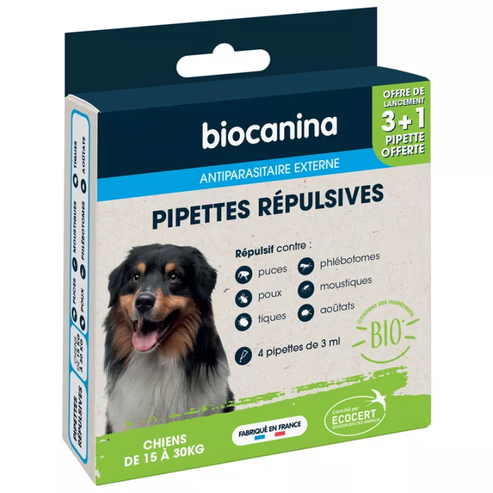 Biocanina pipetas de repelente médio orgânico para cães X3