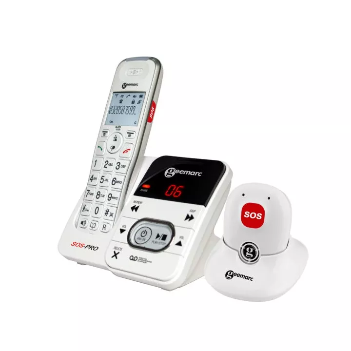 Téléphone sans fil AMPLIDECT 295 SOS PRO avec médaillon d'appel d'urgence et répondeur intégré 