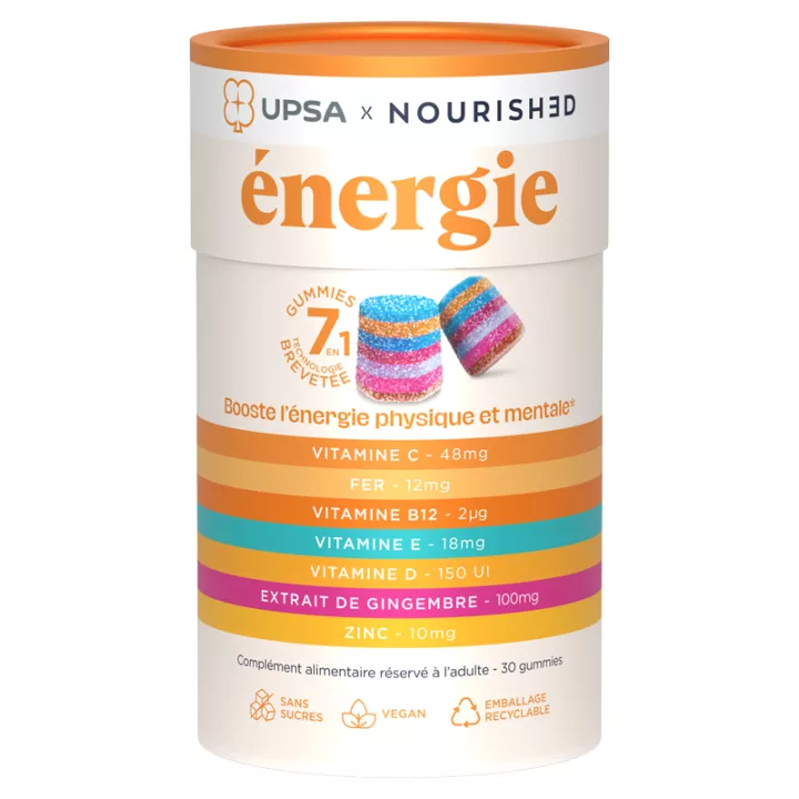 Upsa Nourished Energy 7 em 1 30 Gomas