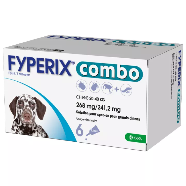 KRKA Fyperix Combo Chien 6 pipettes spot-on 20-40 kg