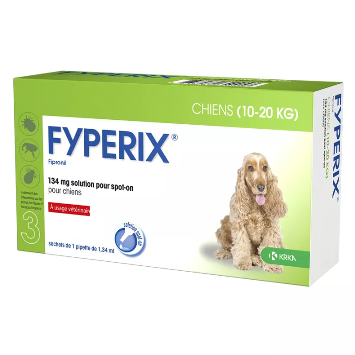 KRKA Fyperix Solution Antiparasitaire pour spot-on 3 pipettes Chiens Moyens