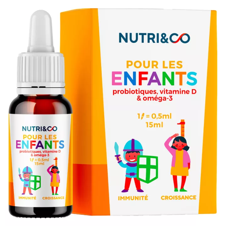 Nutri&Co Formule Enfant Probiotiques Vitamine D Omega 3 15 ml