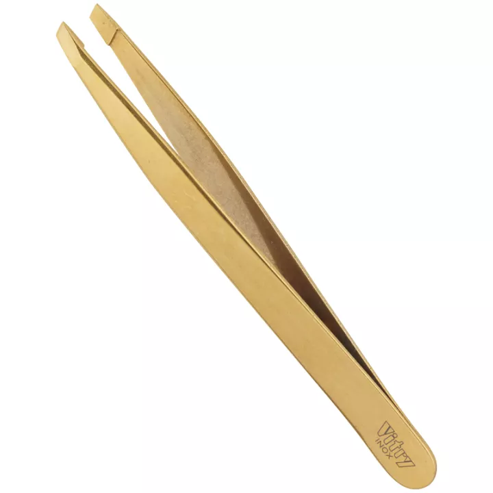 Pinzette Vitry con sbieco in acciaio inox placcato oro 9 cm