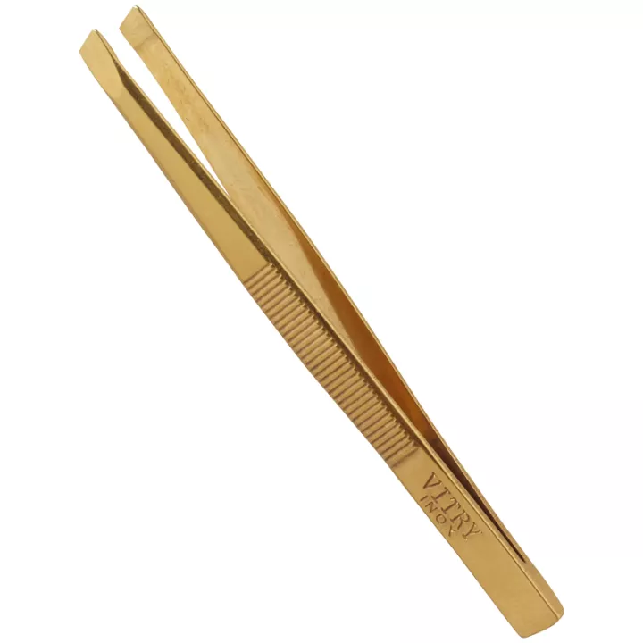 Vitry Tweezers Bias Jaw Aço inoxidável ouro 8 cm