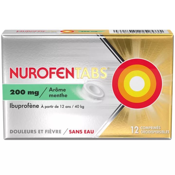 NurofenTabs Douleurs et Fièvre 200 mg Menthe 12 comprimés orodispersibles