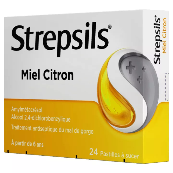 Strepsils Maux de Gorge Miel Citron 24 pastilles