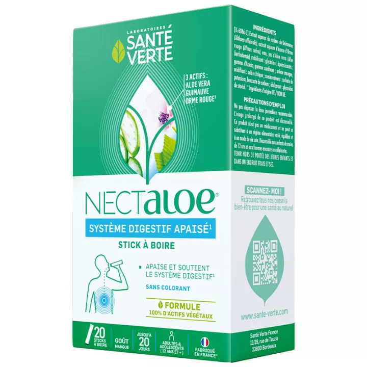 Nectaloe Santé Verte 20 Sticks de aloe verra