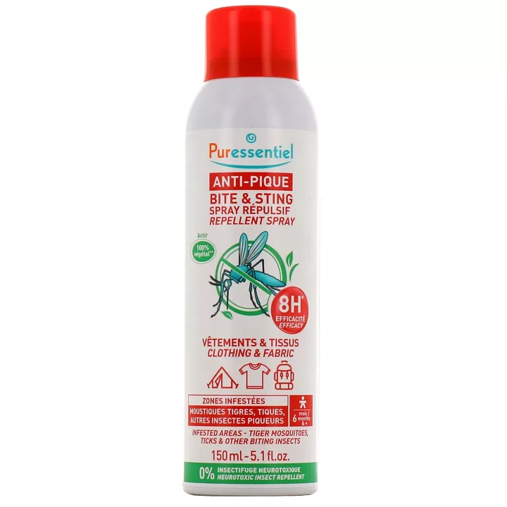 Puressentiel Anti-Pique Spray Répulsif Vêtements Tissus 150 ml