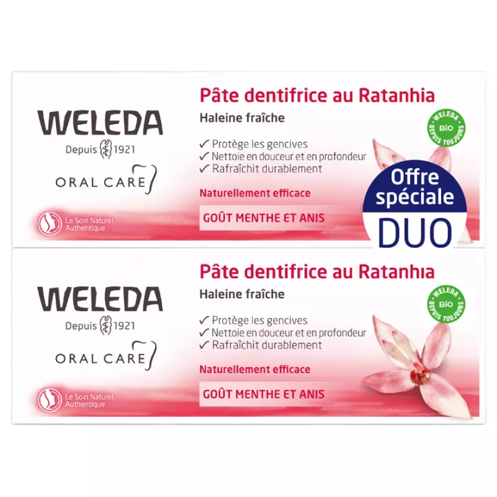 Weleda Oral Care Pâte Dentifrice au Ratanhia Bio 75 ml Duo