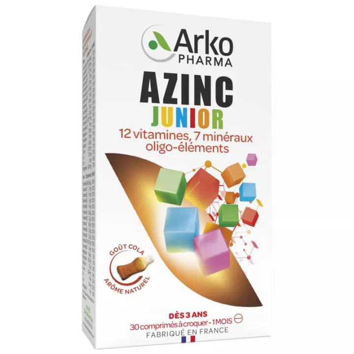 Arkopharma Azinc Junior 12 Vitamines, 7 Minéraux 30 comprimés Cola