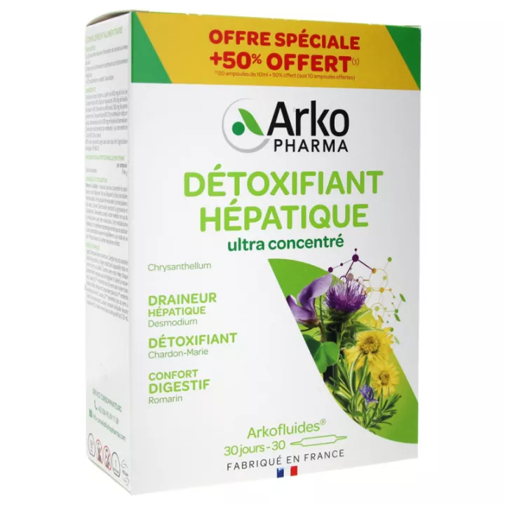 Arkofluides Détox Hépatique Desmodium Chardon Marie 30