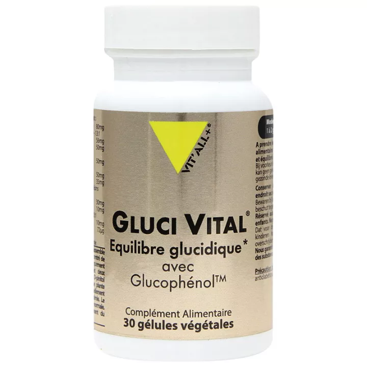 Equilíbrio de carboidratos vitais Vitall + Gluci com glucofenol em cápsulas vegetais