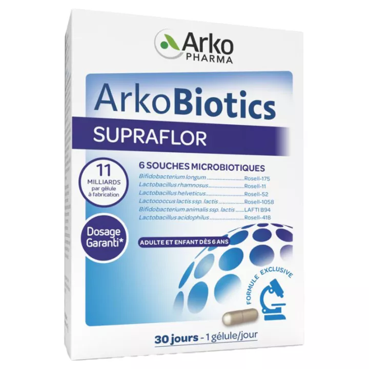 Arkopharma Arkobiotics Supraflor 6 Souches Microbiotiques 30 gélules