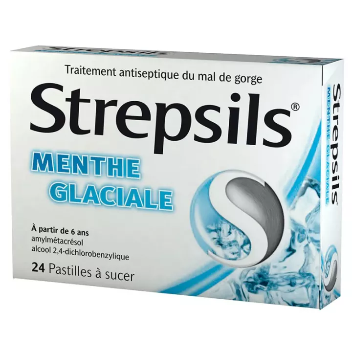 Strepsils Maux de Gorge Menthe Glaciale 24 pastilles