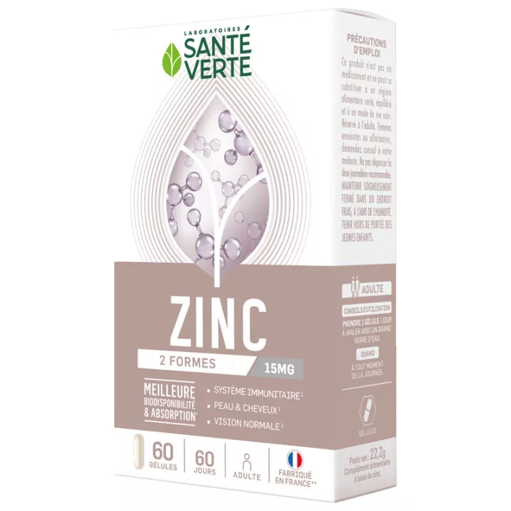 Santé Verte Zinc 15 mg 60 Cápsulas