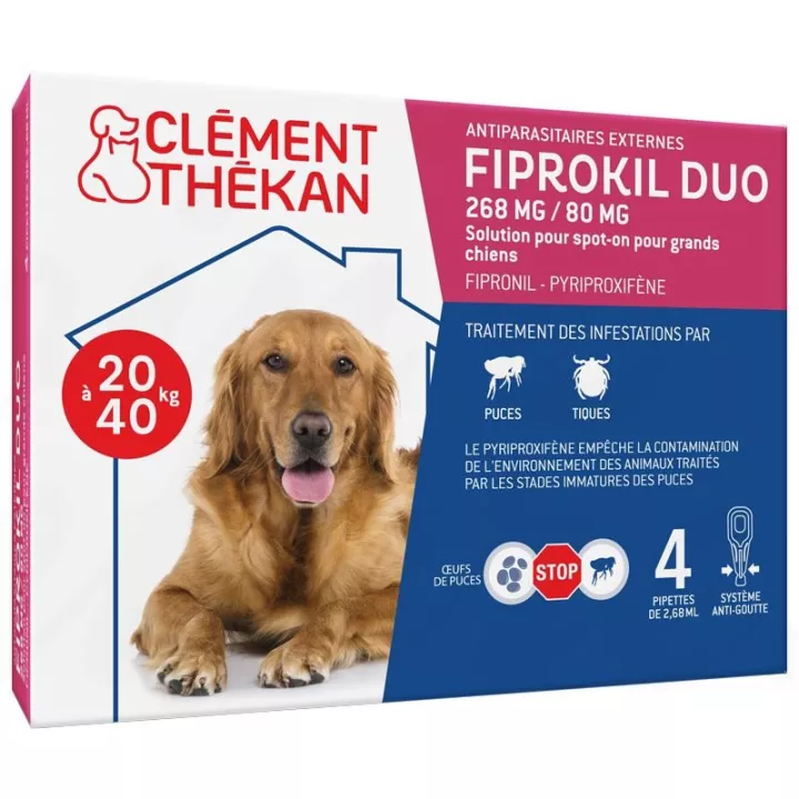 Fiprokil Duo Dogs 4 pipetas antiparasitárias Clément-Thekan