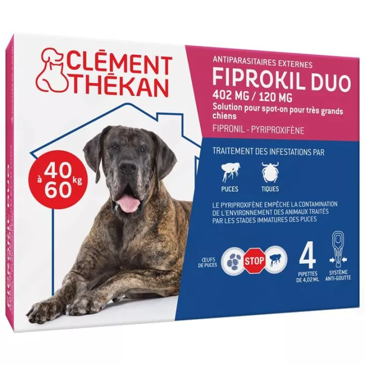 Fiprokil Duo Dogs 4 pipetas antiparasitárias Clément-Thekan