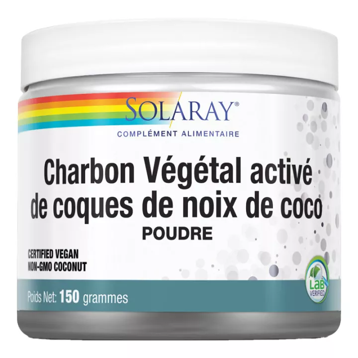 Carvão vegetal ativado Solaray de casca de coco 150 g