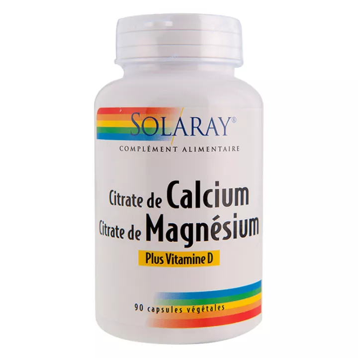 Solaray Citrate de Calcium & Magnésium Plus Vitamine D 90 gélules