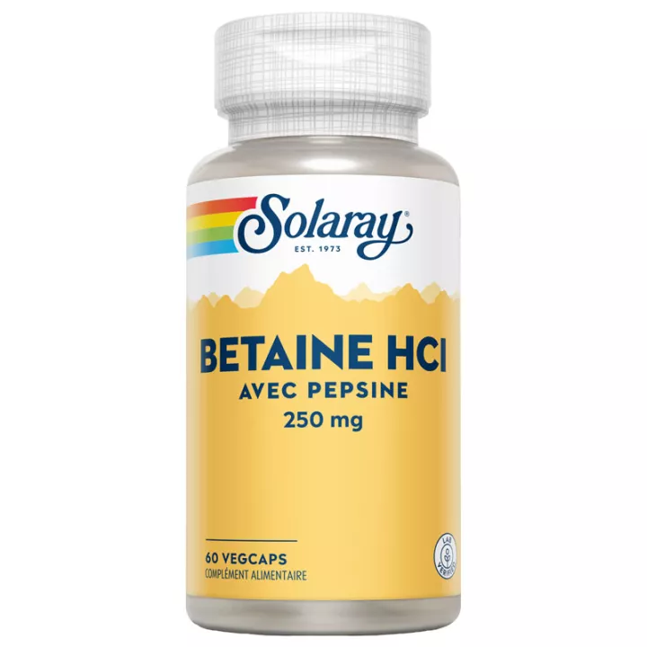 Solaray Betaina HCI Con Pepsina 250 mg 60 capsule