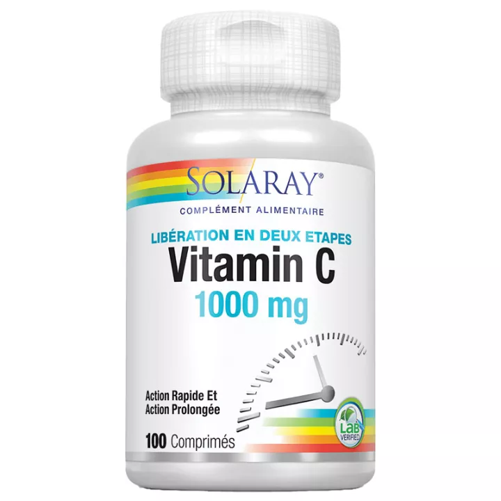 Solaray Vitamine C Libération en Deux Étapes 1000 mg 100 comprimés