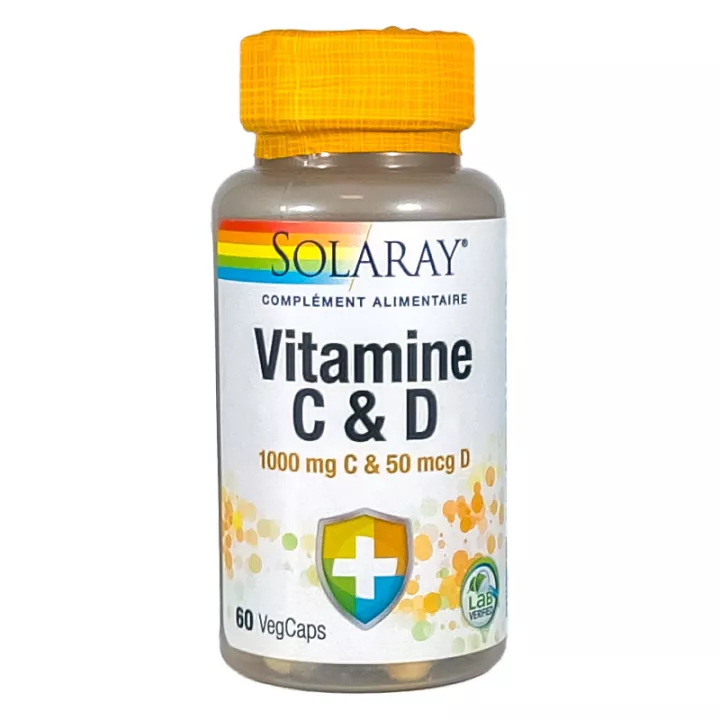 Solaray Vitamina C 1000 mg y D 50 mcg 60 cápsulas vegetales