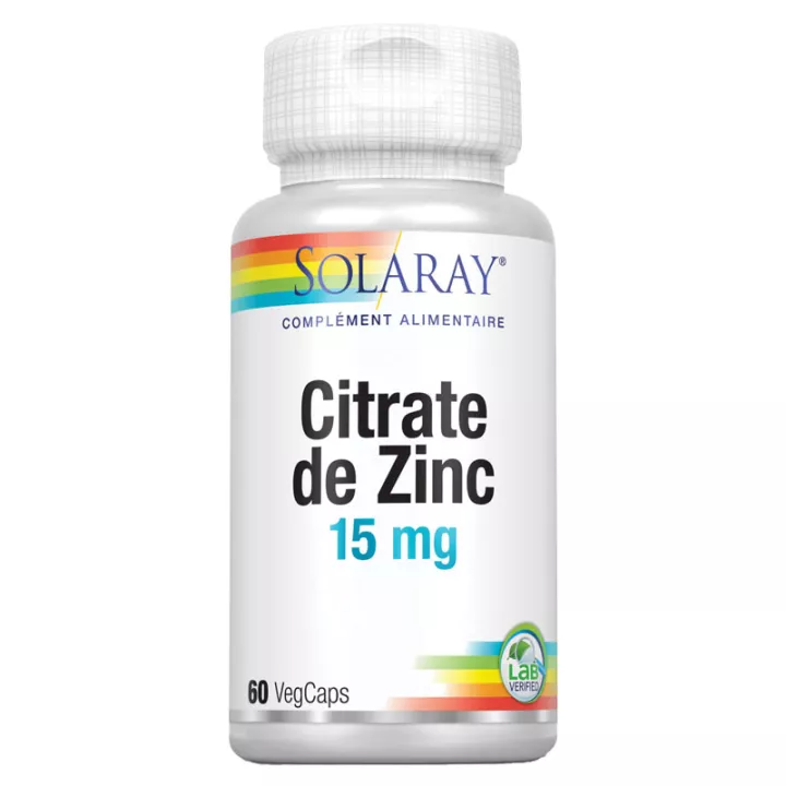 Solaray Citrato de Zinc 15 mg 60 cápsulas