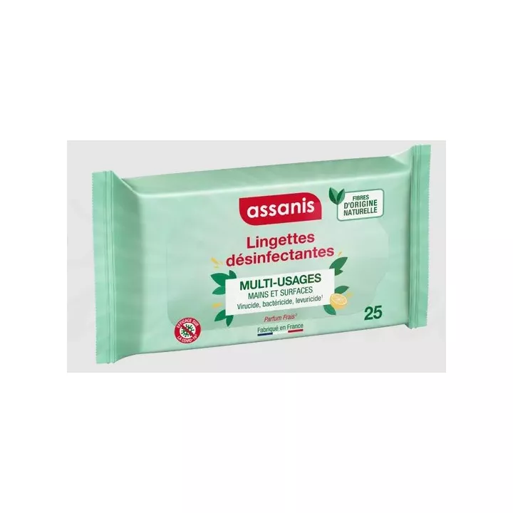 ASSANIS 25 lingettes antibactériennes multi-usages