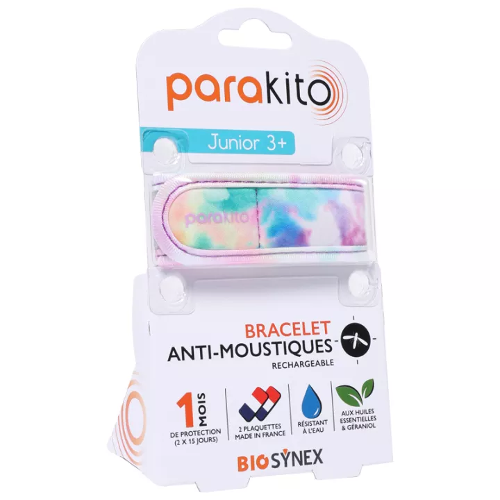 Parakito Bracelet Anti Moustique Rechargeable Junior Tie & Dye emballé