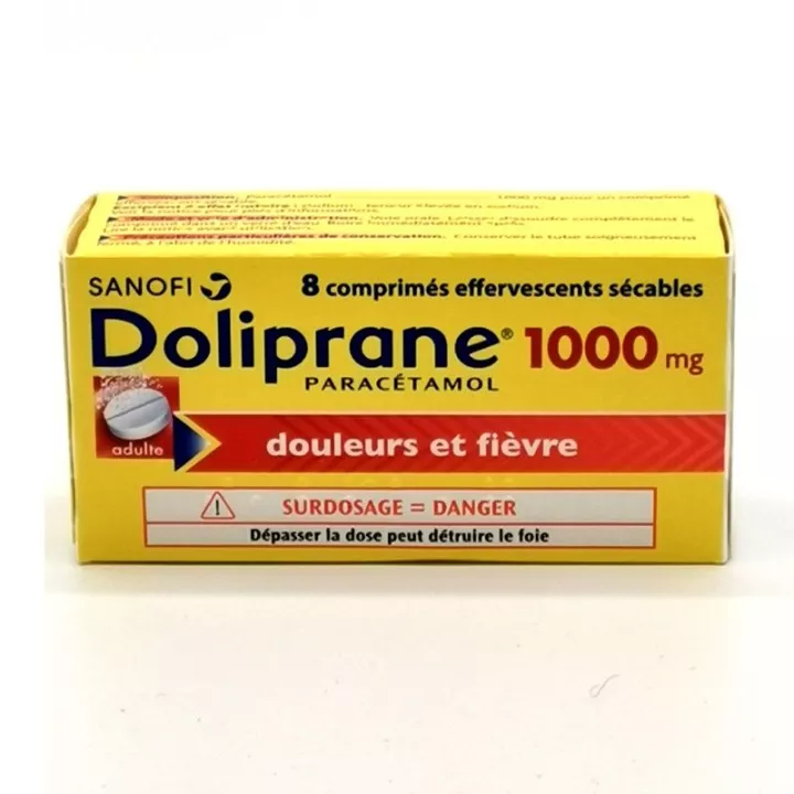 Doliprane 1000 mg tube de 8 comprimés effervescents - Médicament conseil -  Pharmacie Prado Mermoz